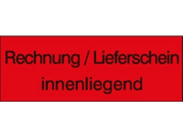 Transportetiketten mit Text "Rechnung / Lieferschein innenliegend!"