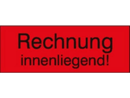 Transportetiketten mit Text "Rechnung innenliegend!"