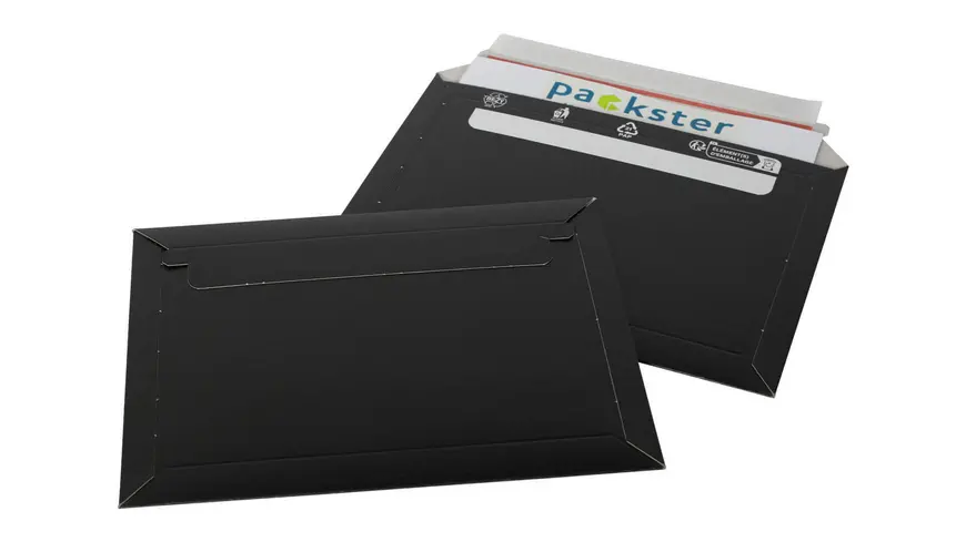 Schwarze Vollpapp-Versandtasche quer
