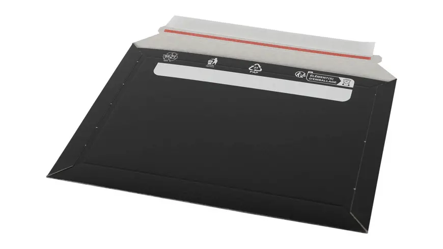 Schwarze Vollpapp-Versandtasche quer
