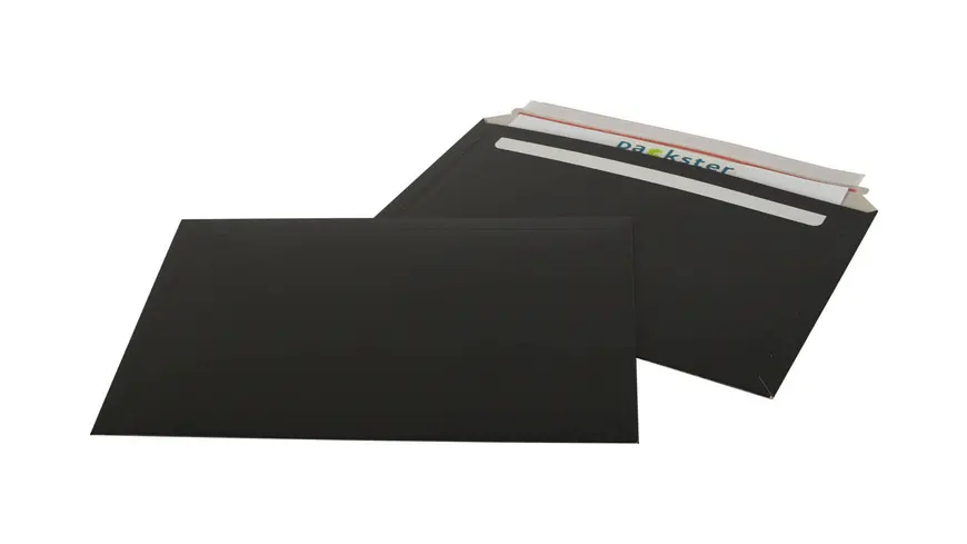 Schwarze Vollpapp-Versandtasche quer
